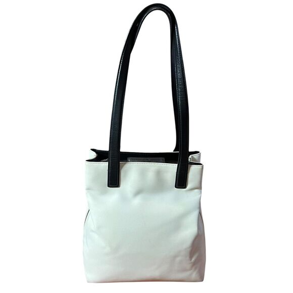 Coach Tote Bag Womens Medium White Canvas Black Leather Shoulder Purse L3J-7441 - Picture 12 of 12